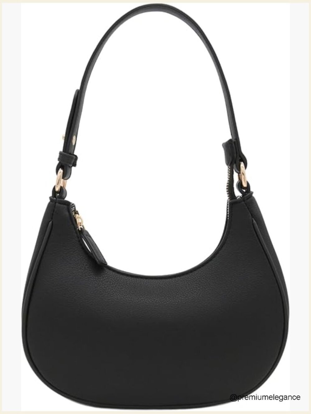 Small Crescent Shoulder Bag Underarm Purse Crossbody Zipper PU Leather
